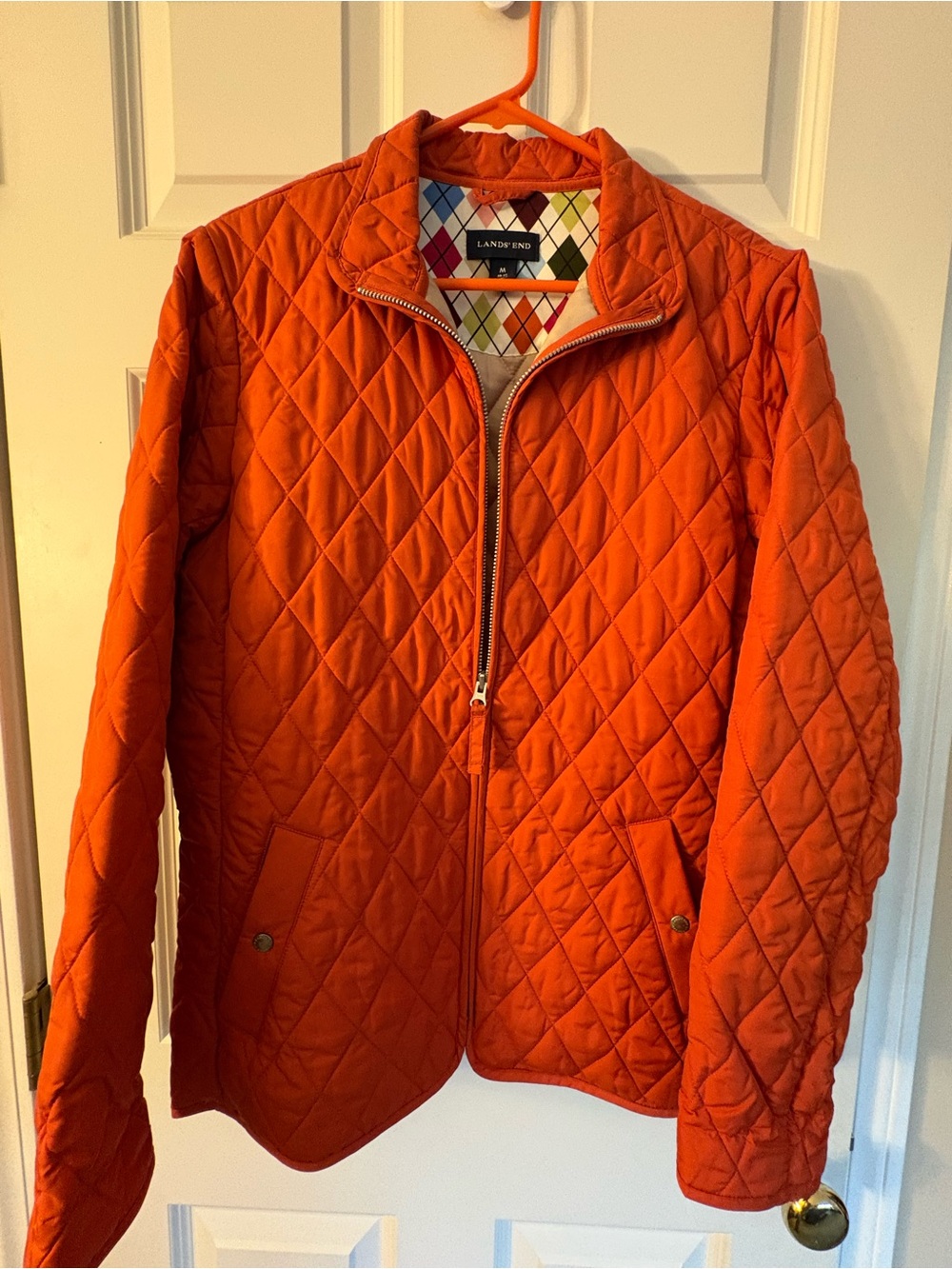 Lands' End Women’s Quilted Orange Zip Jacket
